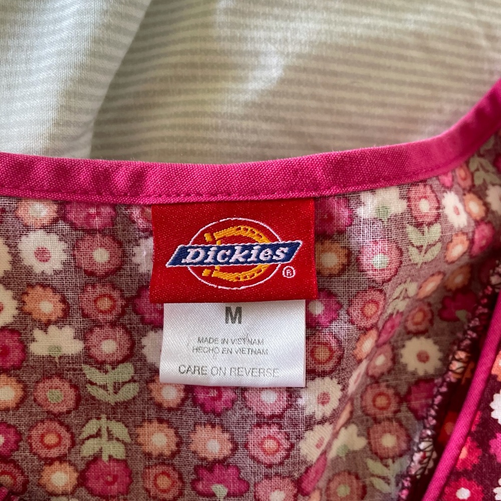 pink and red scrub top